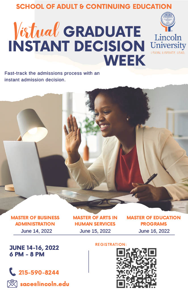 Virtual Graduate Instant Decision Week Lincoln University