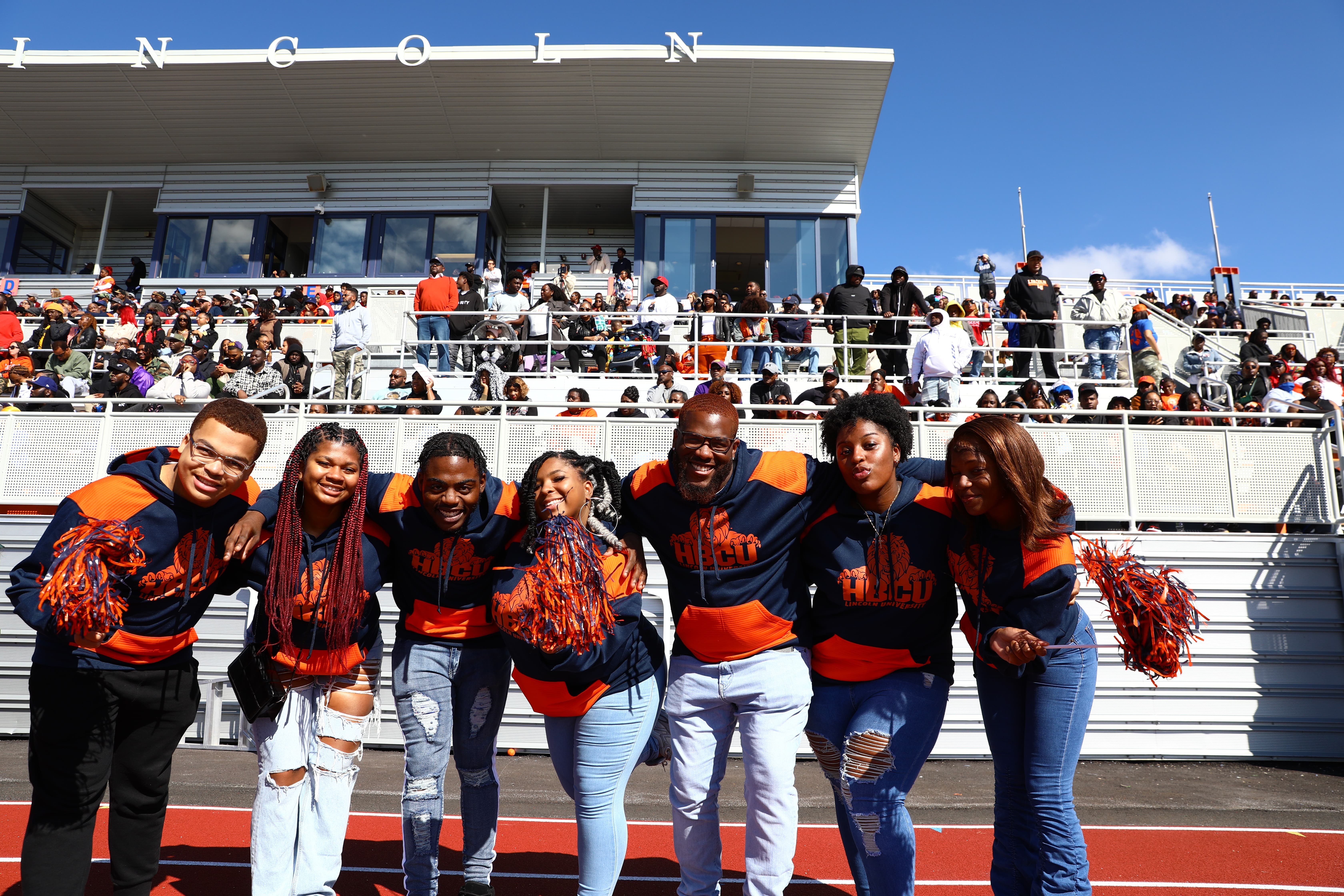 Lincoln students wearing Lincoln apparel